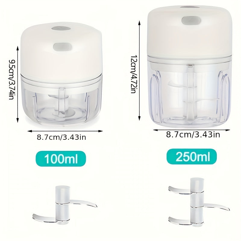 100ml/250ml USB Rechargeable Mini Kitchen Garlic Press, Electric Garlic Chopper and Meat Grinder, Masher
