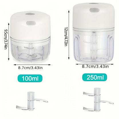 100ml/250ml USB Rechargeable Mini Kitchen Garlic Press, Electric Garlic Chopper and Meat Grinder, Masher