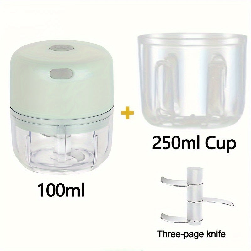 100ml/250ml USB Rechargeable Mini Kitchen Garlic Press, Electric Garlic Chopper and Meat Grinder, Masher
