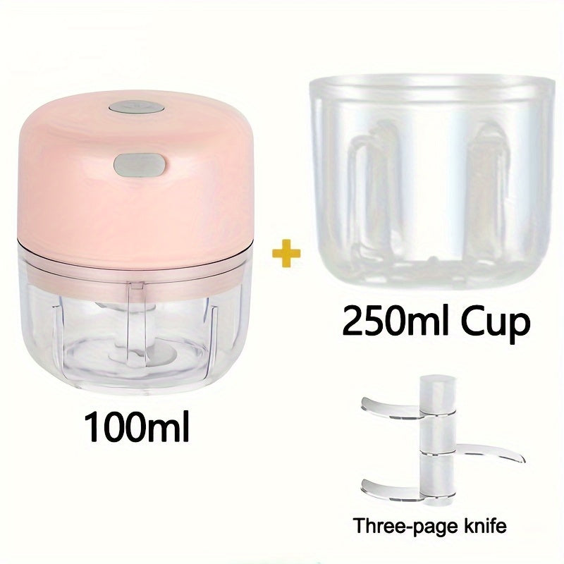 100ml/250ml USB Rechargeable Mini Kitchen Garlic Press, Electric Garlic Chopper and Meat Grinder, Masher