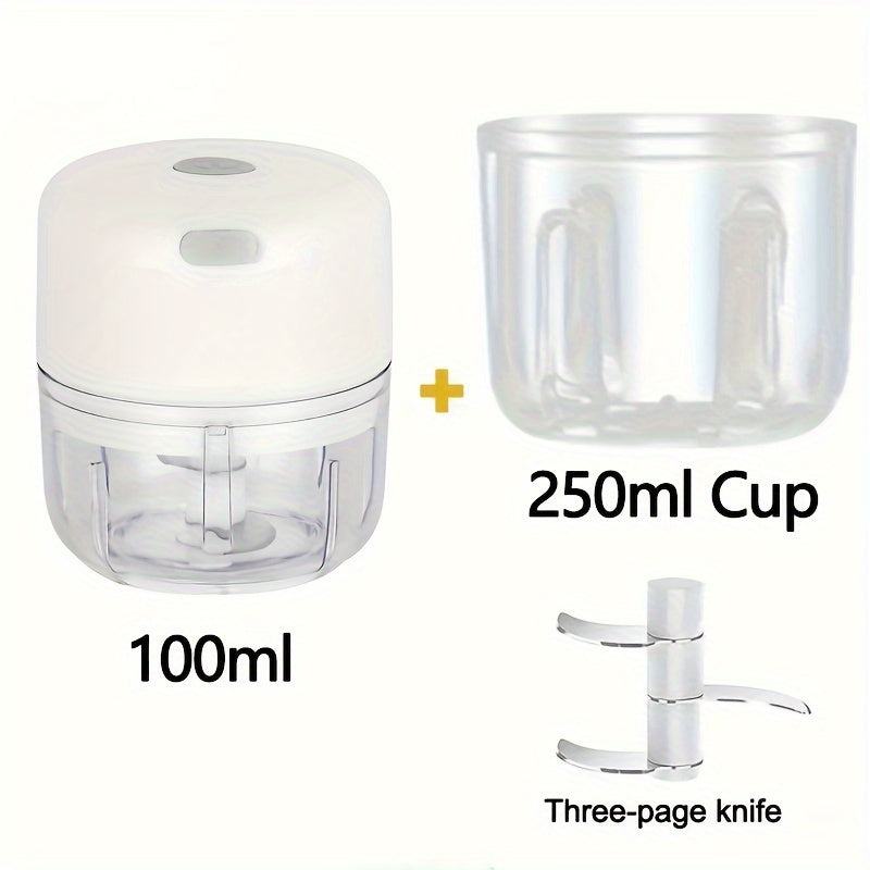 100ml/250ml USB Rechargeable Mini Kitchen Garlic Press, Electric Garlic Chopper and Meat Grinder, Masher