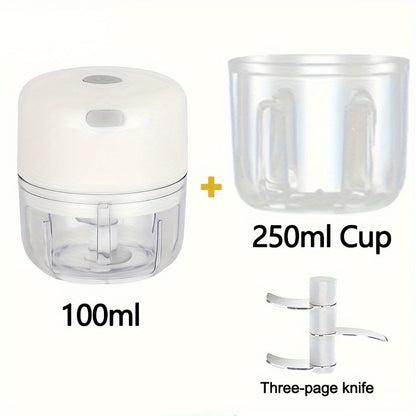 100ml/250ml USB Rechargeable Mini Kitchen Garlic Press, Electric Garlic Chopper and Meat Grinder, Masher